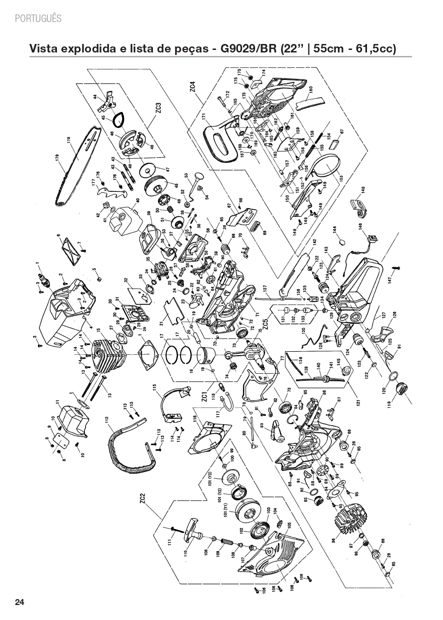 Motoserra 22 62Cc 2,3 Kw 61,5 Cc Comprimento Do Sabre 55 Cm Gamma 9029Br_page-0001