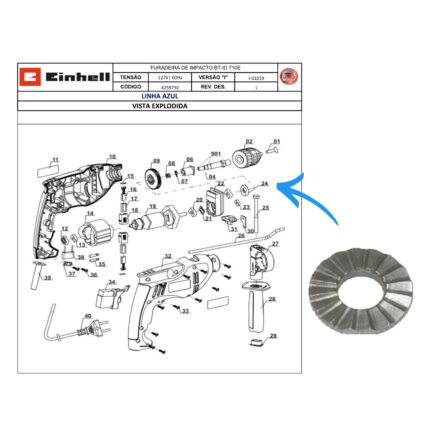 Bloco de Impacto P/ Furadeira Bt-id 710 e Einhell 425979001024