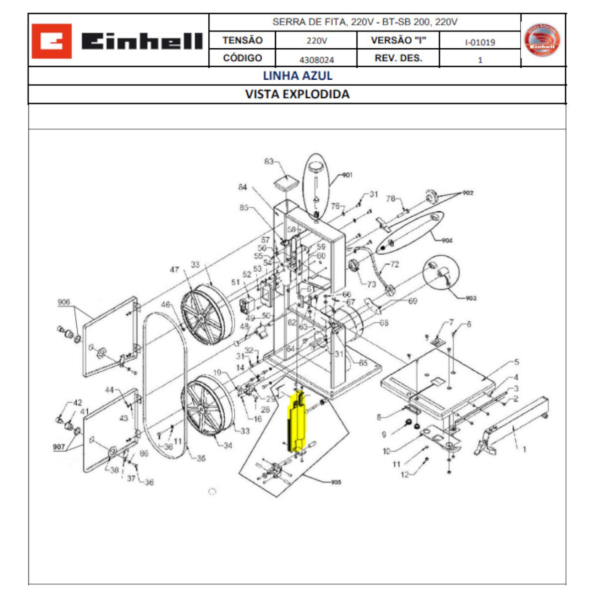 Conjunto Guia P/ Serra de Fita Bt-sb - 430802001905 Einhell - Imagem 3