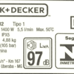 Etiq. Especif Pw1450td-b2 Para Lavadora De Alta Pressão Pw1450td-b2 Black+decker 5170043-74