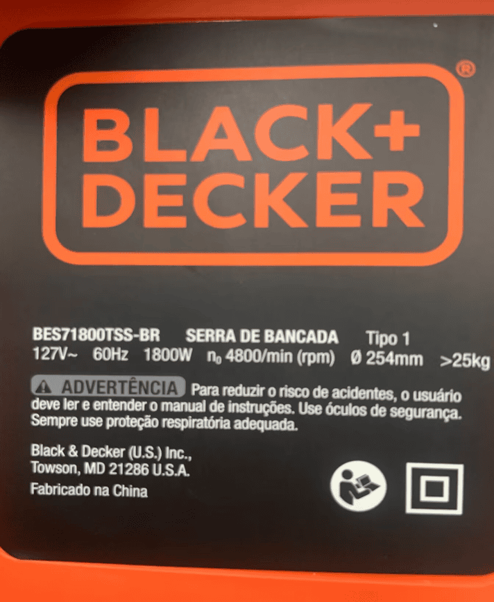 5170107-42 Etiqueta De Classificação Para Serra De Mesa Ou Bancada Bes71800tss-br Black+decker 5170107-42 - Imagem 1