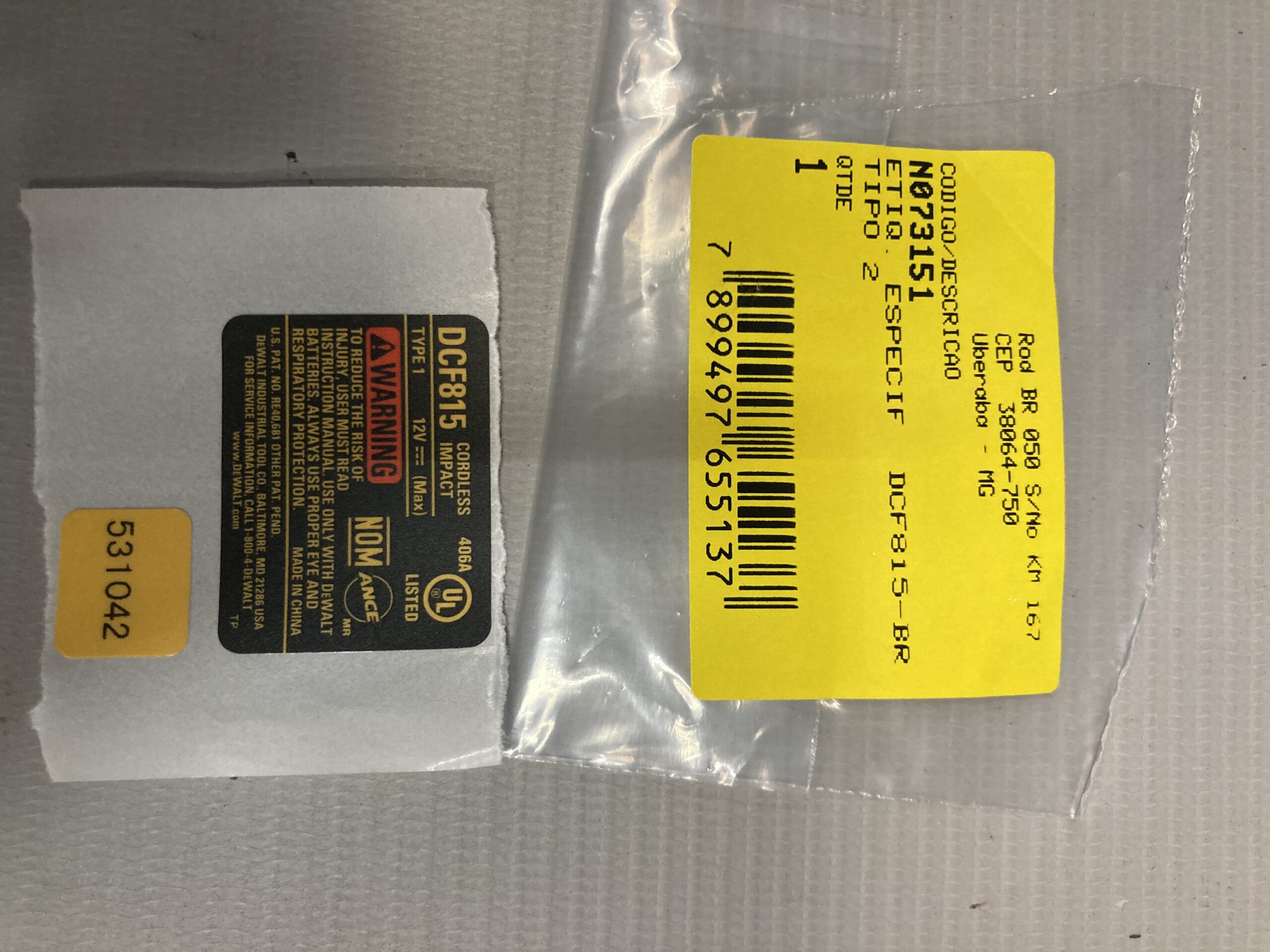 N073151 Etiq. Especif. Dcf815-brtipo 2 Para Parafusadeira Bateria 20v Dcf815-b2 Dewalt N073151 - Imagem 1