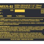 Etiq. Especificacao Dwe575-b2_tipo 1 Para Serra Circular Dwe575-b2 Dewalt N450889