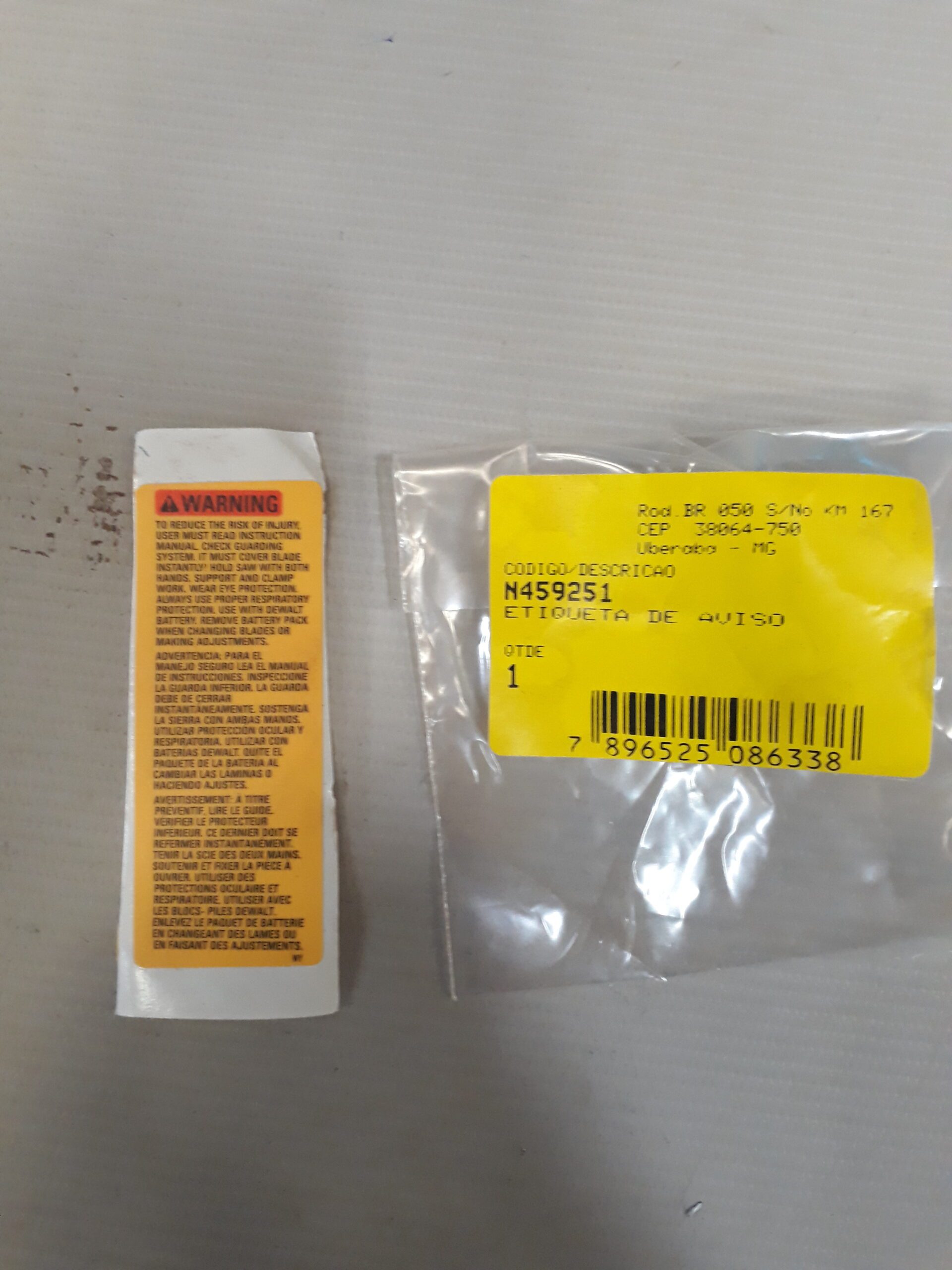 N459251 Etiqueta De Aviso Para Serra Circular Dcs570 Dewalt N459251 - Imagem 1