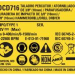 Etiqueta Da Marca Para Parafusadeira Bateria 12v Dcd716-br Dewalt N503915
