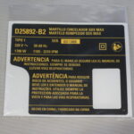 Etiq Especif D25892_t1 Para Martelo Demolidor D25892-b2 Dewalt N568944