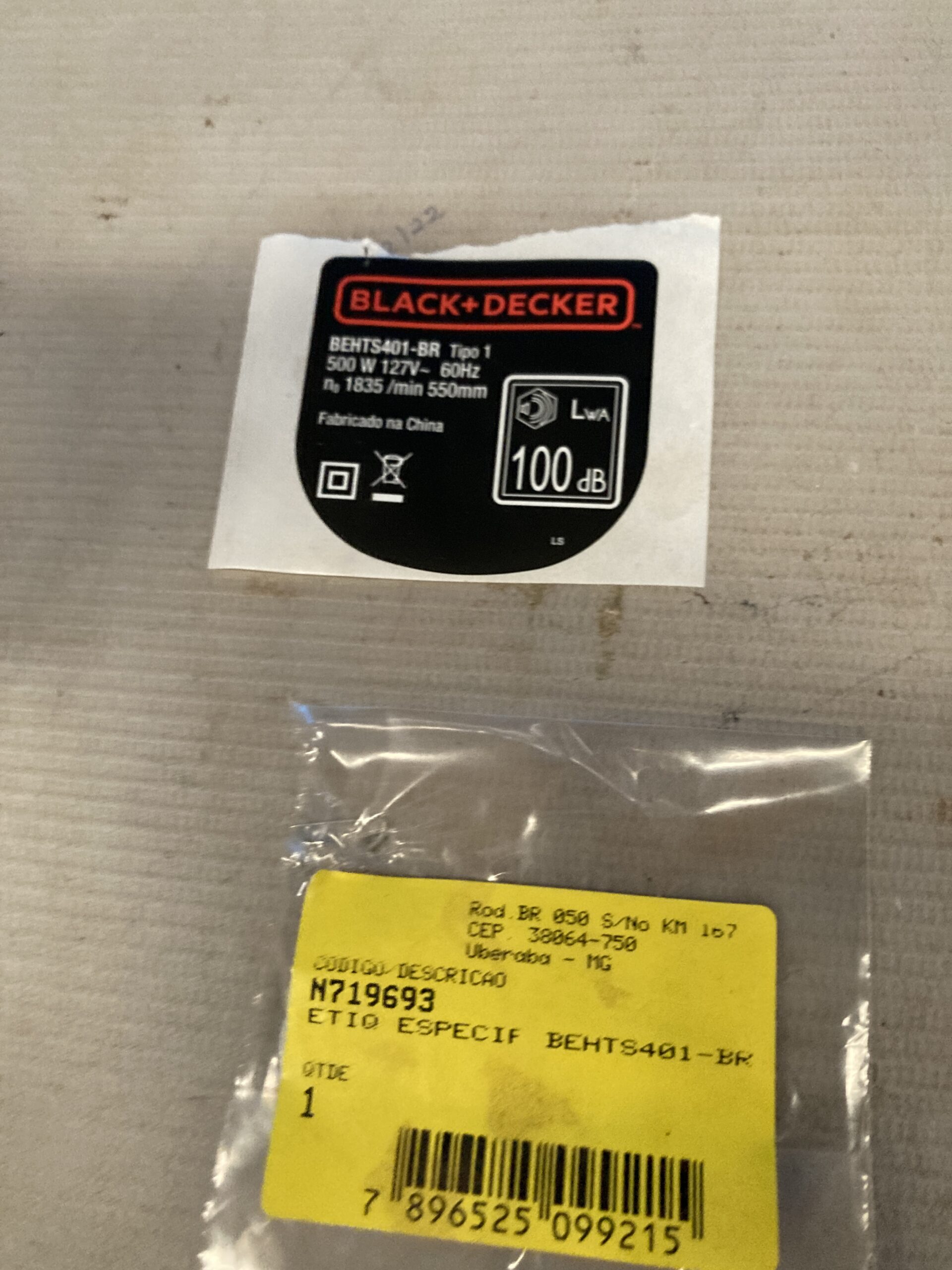 N719693 Etiq Especif Behts401-br Para Aparador De Cerca Viva Behts401-br Black+decker N719693 - Imagem 1