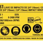 Etiq Especif Dcf897btipo 1 Para Chave De Impacto Dcf897 Dewalt N743711