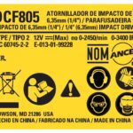 Etiqueta Especif. Dcf805-br_tipo2 Para Parafusadeira Bateria 12v Dcf805-br Dewalt N746883