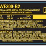 Etiq Espec Dwe300-b2 T1 Para Serra Tico-tico Dwe300-b2 Dewalt N815260