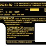 Etiq Especif D25733-b2tipo2 Para Martelo Perfurador D25733-b2 Dewalt N840468