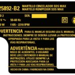 Etiq Especif D25892-b2tipo2 Para Martelo Demolidor D25892-b2 Dewalt N840485