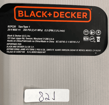N846444 Etiq. Especif. Bcpc20tipo 1 Para Lavadora De Alta Pressão Bcpc20 Black+decker N846444 - Imagem 1