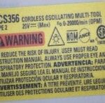 Etiq Especif Dcs356b T2 Para Multi Ferramenta Dcs356b Dewalt N892332