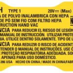 Etiq. Especif. Dcv501htipo 1 20v Para Aspirador De Pó Dcv501h Dewalt Na010328