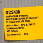 Etiq Especif Dcs438 T1 Para Recortadora Dcs438 Dewalt Na025981