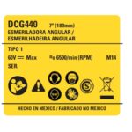 Etiq Especif Dcg440 Para Esmerilhadeira Angular Dcg440 Dewalt Na029896