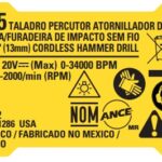 Etiq Especif Dcd805 T1 Para Parafusadeira Bateria 20v Dcd805 Dewalt Na109775