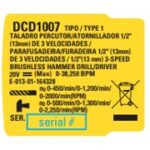 Etiqueta De Classificação Para Parafusadeira Bateria 20v Dcd1007 Dewalt Na184814