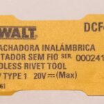 Etiq Especif Dcf403 T1 Para Rebitador Dcf403 Dewalt Na200461