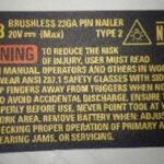 Etiq Especif Dcn623 T2 Para Pinador Dcn623b Dewalt Na209135