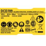 Etiqespecif Dcd709 Para Parafusadeira Bateria 20v Dcd709 Dewalt Na229110