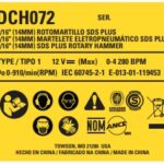 Etiq. Especif. Dch072tipo 1 Para Martelete Dch072 Dewalt Na229457