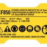 Etiq. Especif. Dcf805 T1 Para Parafusadeira Bateria 20v Dcf850 Dewalt Na232295