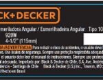 Etiq.especif.g720xb2ty10 920w Para Esmerilhadeira Angular G720x-b2 Black+decker Na317867