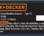 Etiq.especif.g720xbrty10 920w Para Esmerilhadeira Angular G720x-br Black+decker Na318128