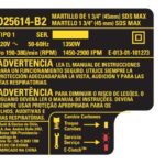 Etiq Especif D25614k-b2tipo1 Para Martelo Perfurador D25614-b2 Dewalt Na377590