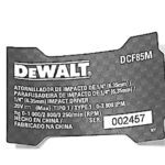 Etiq Especif Dcf85m Tipo1 Para Parafusadeira Bateria 20v Dcf85m Dewalt Na395440