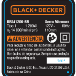 Etiqueta De Classificação Para Serra Mármore Bes41200-br Black+decker Na729873