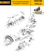 Eixo c/ Polia p/ Serra Esquadria DWS780 Tipo 21 e 22 DEWALT N203541 - Imagem 4