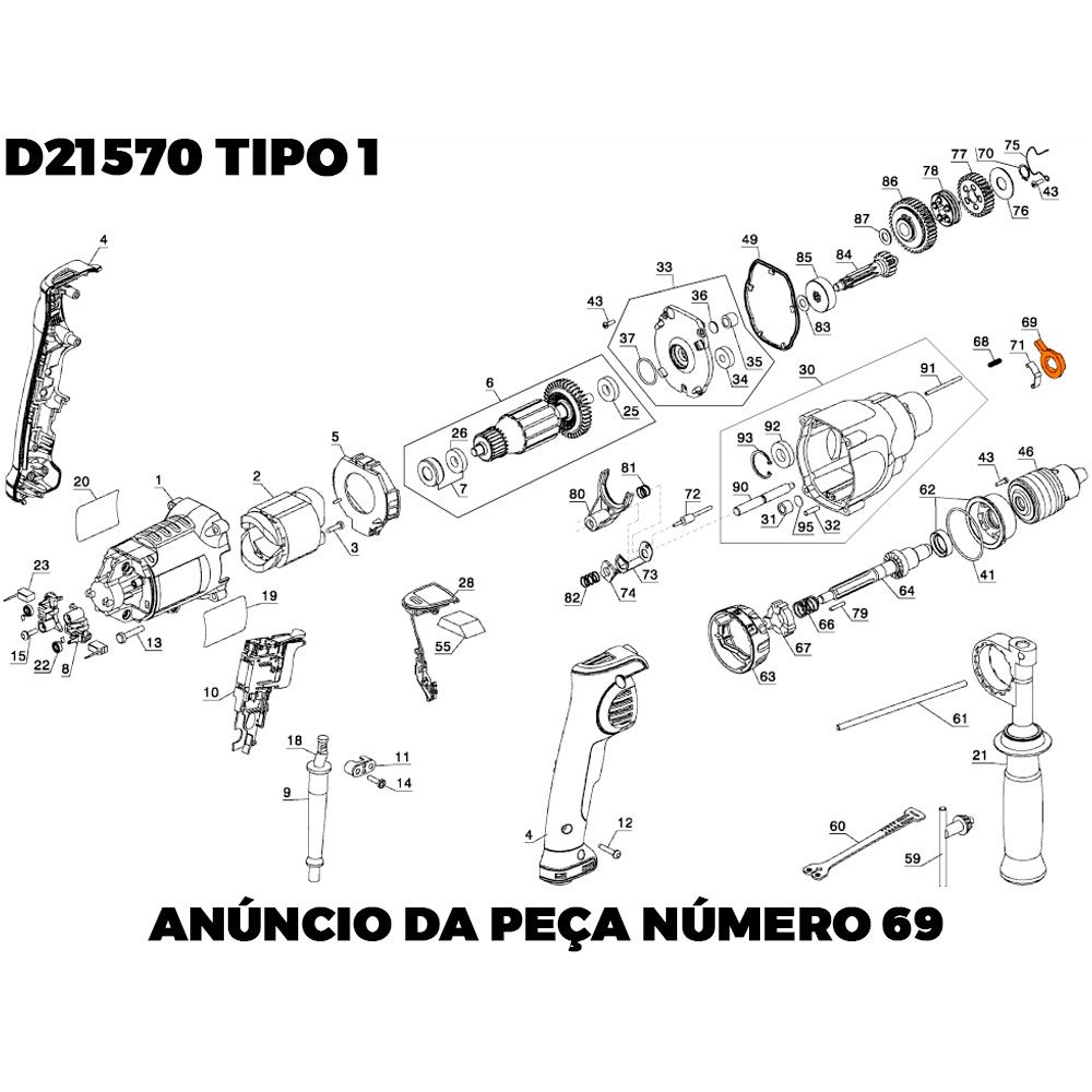 Alavanca de Impacto para Furadeira D21570-b2 Dewalt 659192-00 - Imagem 3