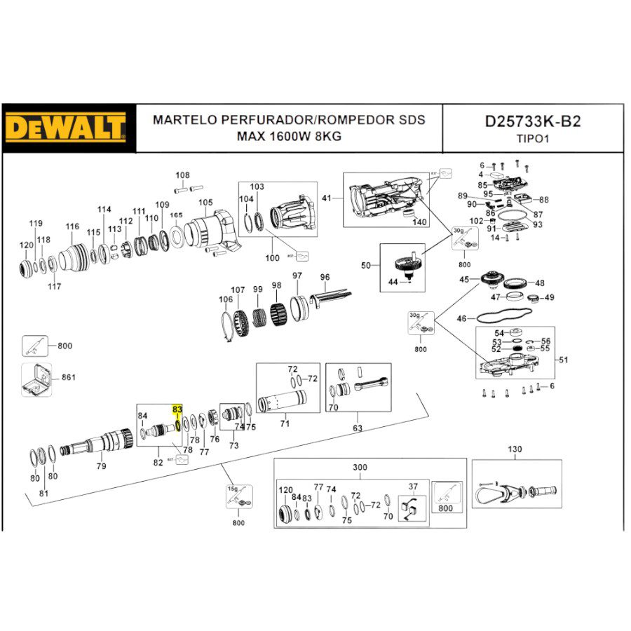 Anel de Vedacao D33 para Martelo Perfurador D25733-b2 Dewalt N594490 - Imagem 3