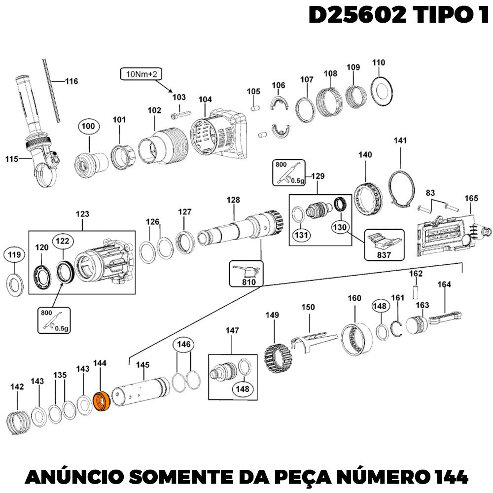 Anel Suporte para Martelo Demolidor D25820-b2 Dewalt 1006778-00 - Imagem 4