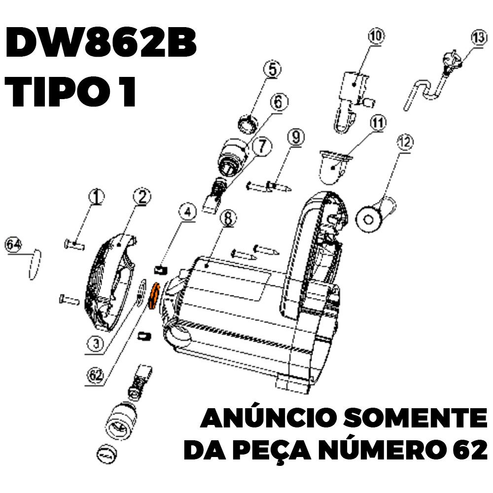 Arruela para Serra Mármore Dw862bs-b2 Dewalt 5140145-89 - Imagem 2