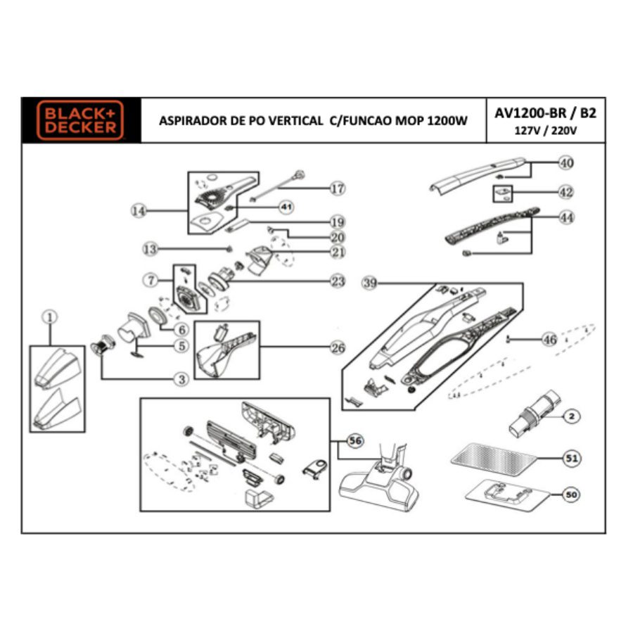 Base Mop para Aspirador de Pó Avm1200-b2 Black e Decker Avm1200sp50 - Imagem 3