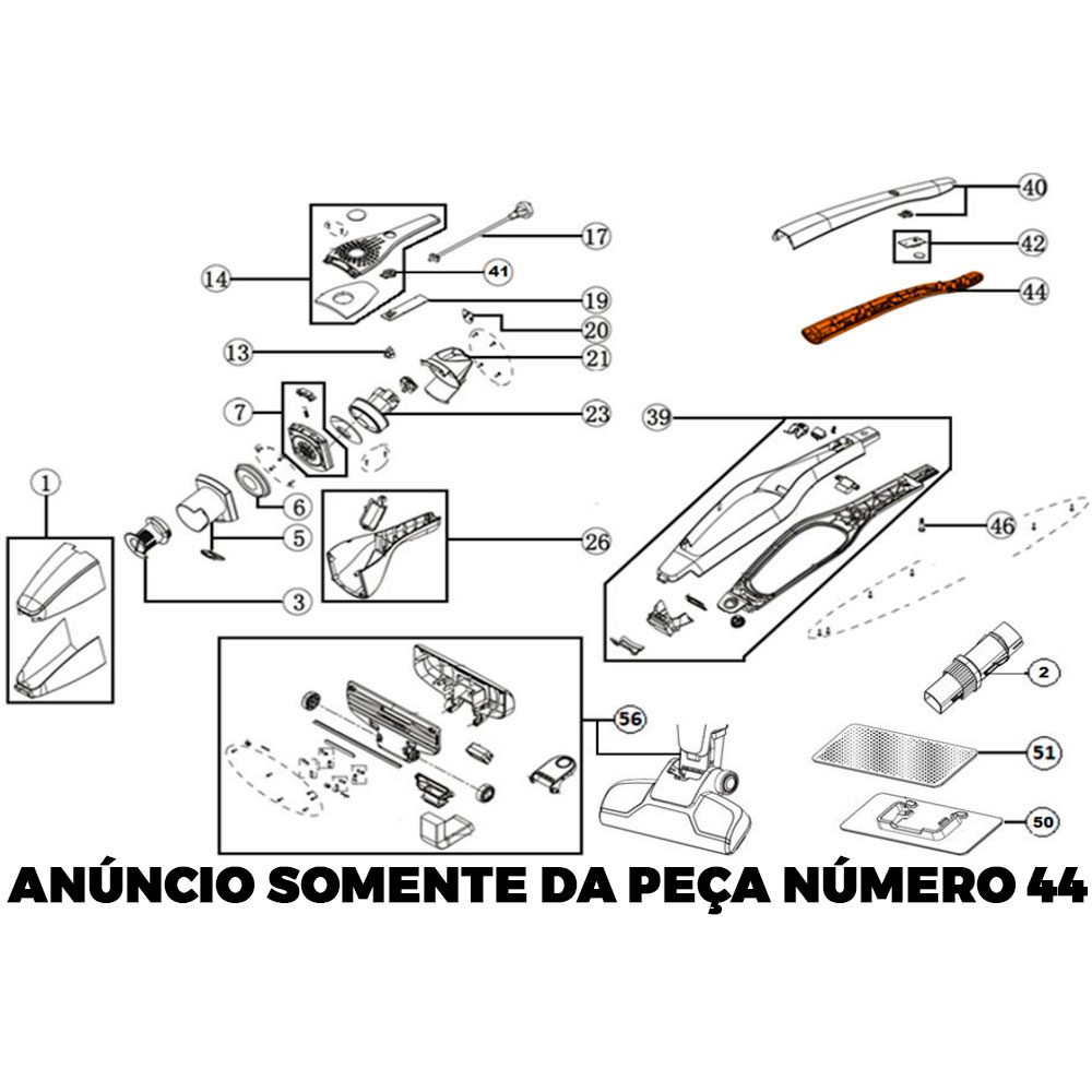 Conj Emp Carcaca Inf para Aspirador de Pó Avm1200-b2 Black e Decker Avm1200sp44 - Imagem 4