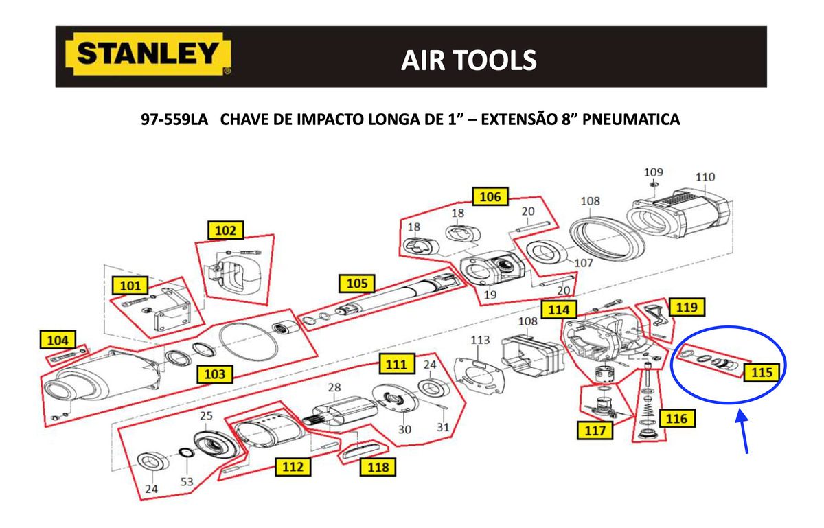 Conj.Conector de Entrada para Chave de Impacto 97-559la Stanley Atsv-k16250 - Imagem 2