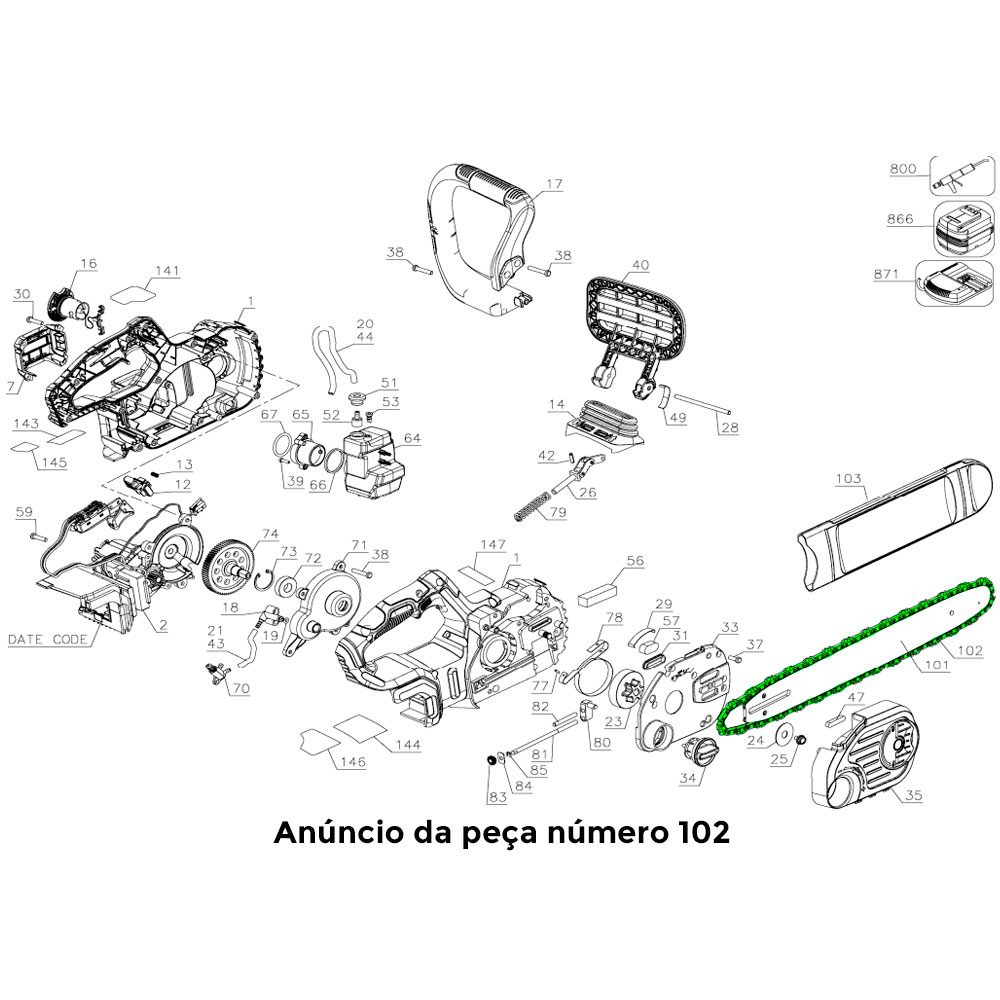 Corrente 12 para Motosserra Dccs620 Dewalt N679610 - Imagem 3