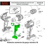 Conj Interruptor/modeletronico para Parafusadeira Bateria 20v Bcd702 Black e Decker N569211 - Imagem 4