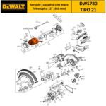 Conj Estator 220v Cxde Campo e Cond para Serra Esquadria Dws780-b2 Dewalt N469232 - Imagem 5