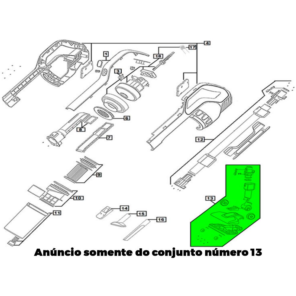Conj Rodo para Aspirador de Pó Avt12-b2 Black e Decker Avt12sp13 - Imagem 4