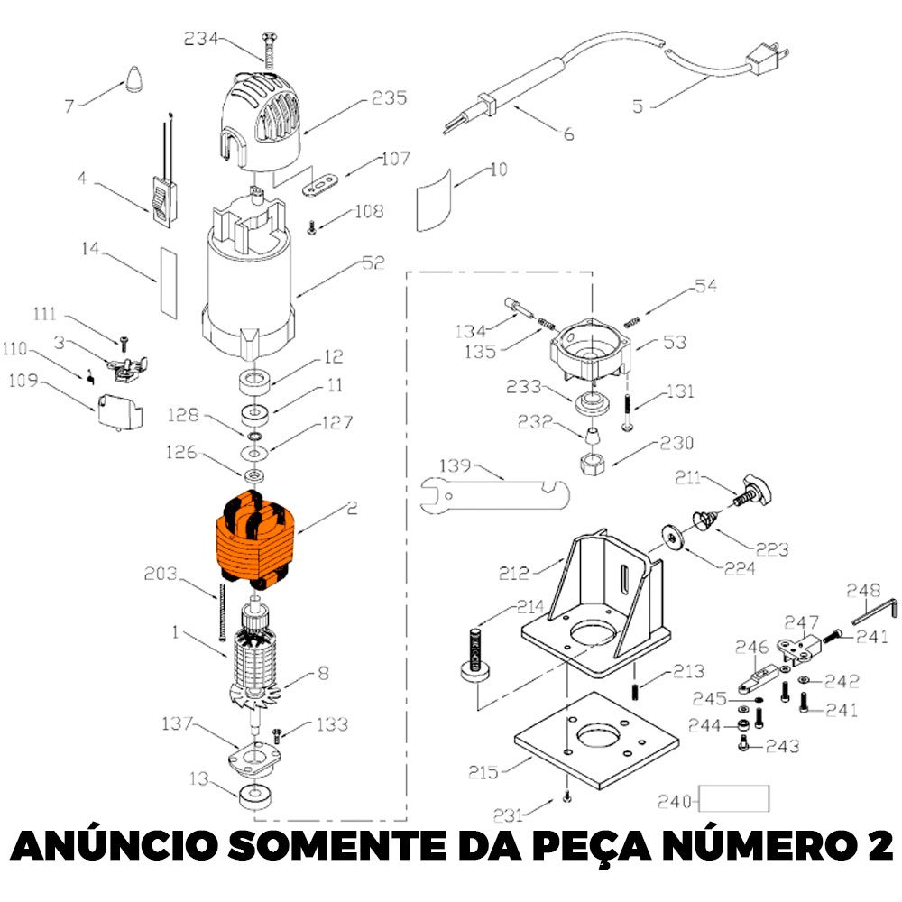 Estator 120v para Tupia D26670-br Dewalt 887117sv - Imagem 4