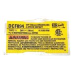 Etiq Especif Dcf894 T11 para Chave de Impacto Dcf894b Dewalt N654709