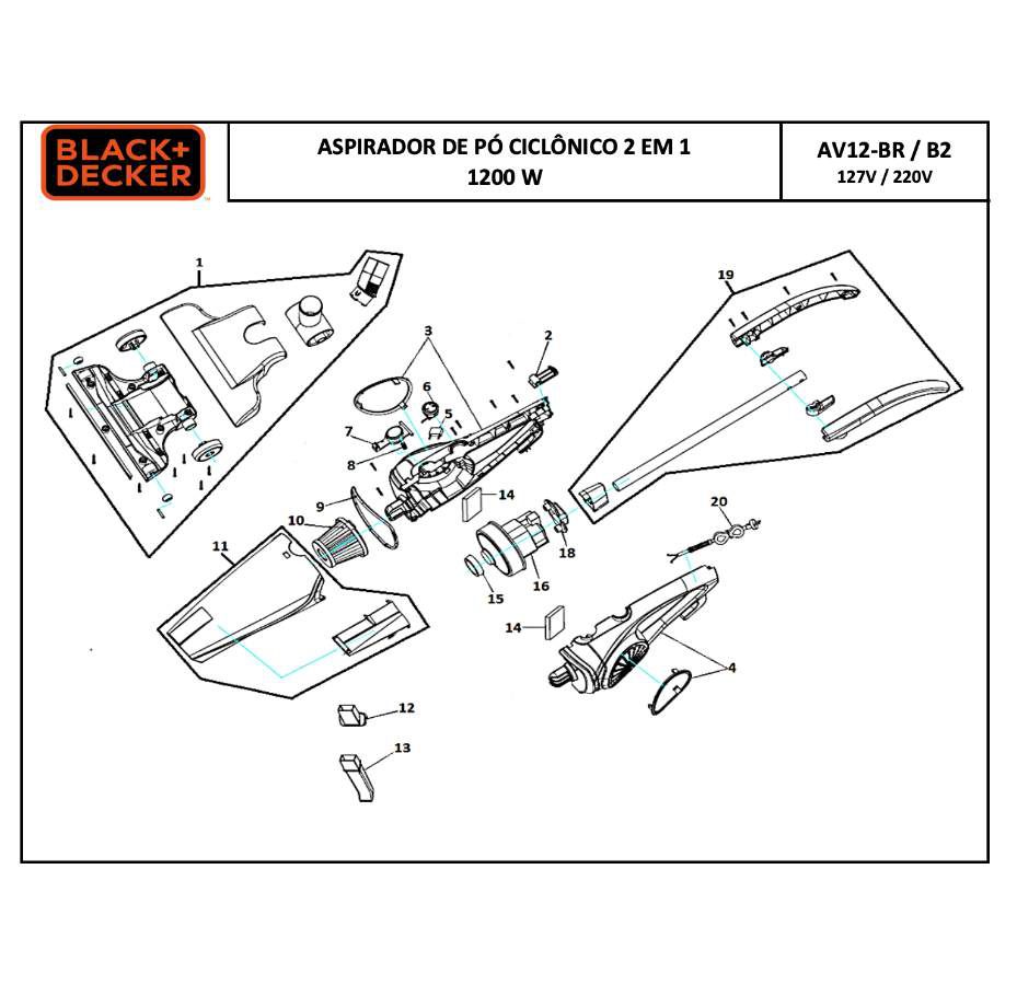 Interruptor para Aspirador de Pó Av12-b2 Black e Decker Av700sp06 - Imagem 3