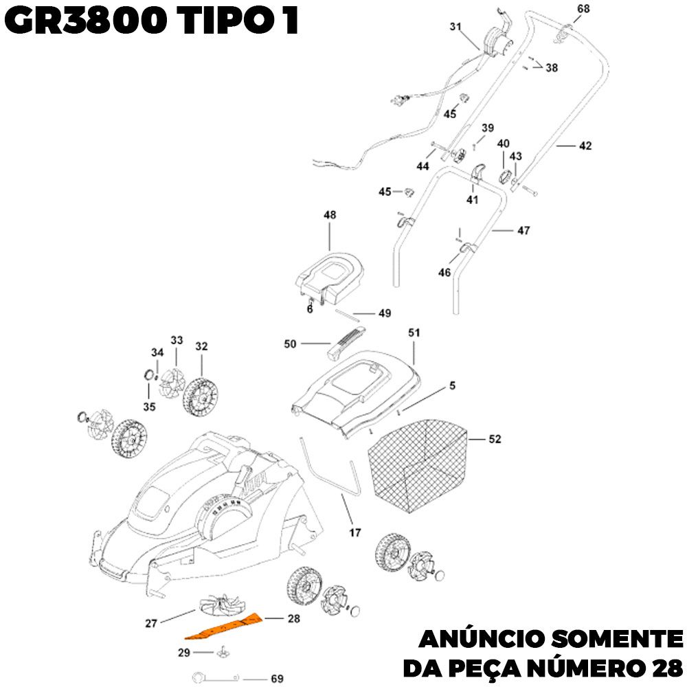 Lamina para Cortador de Grama Gr3800-b2 Black e Decker 1004007-00 - Imagem 3