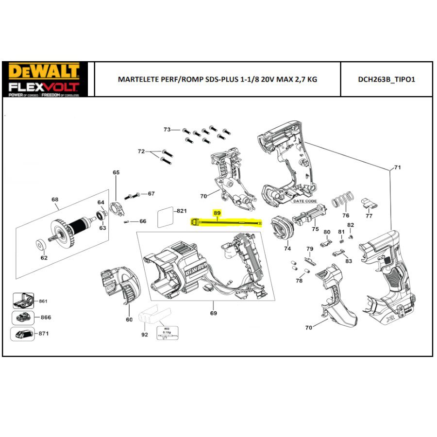 Conj. Led para Martelete Dch263b Dewalt N655033 - Imagem 2